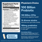 Physician's CHOICE 100 Billion Advanced Probiotic – 16 Strains + Organic Prebiotics | Digestive & Gut Health