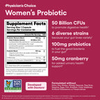 Physician's CHOICE Probiotics for Women - 50B CFU, 6 Strains, Cranberry + Organic Prebiotics - 84 CT
