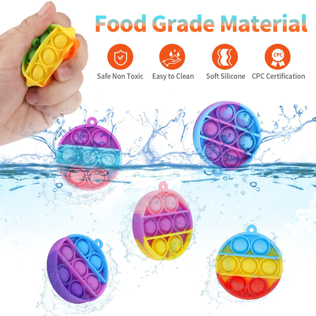 PICcircuit Kids Party Favors Fidget Toys Bulk 30 Pack — Mini Pop Keychains