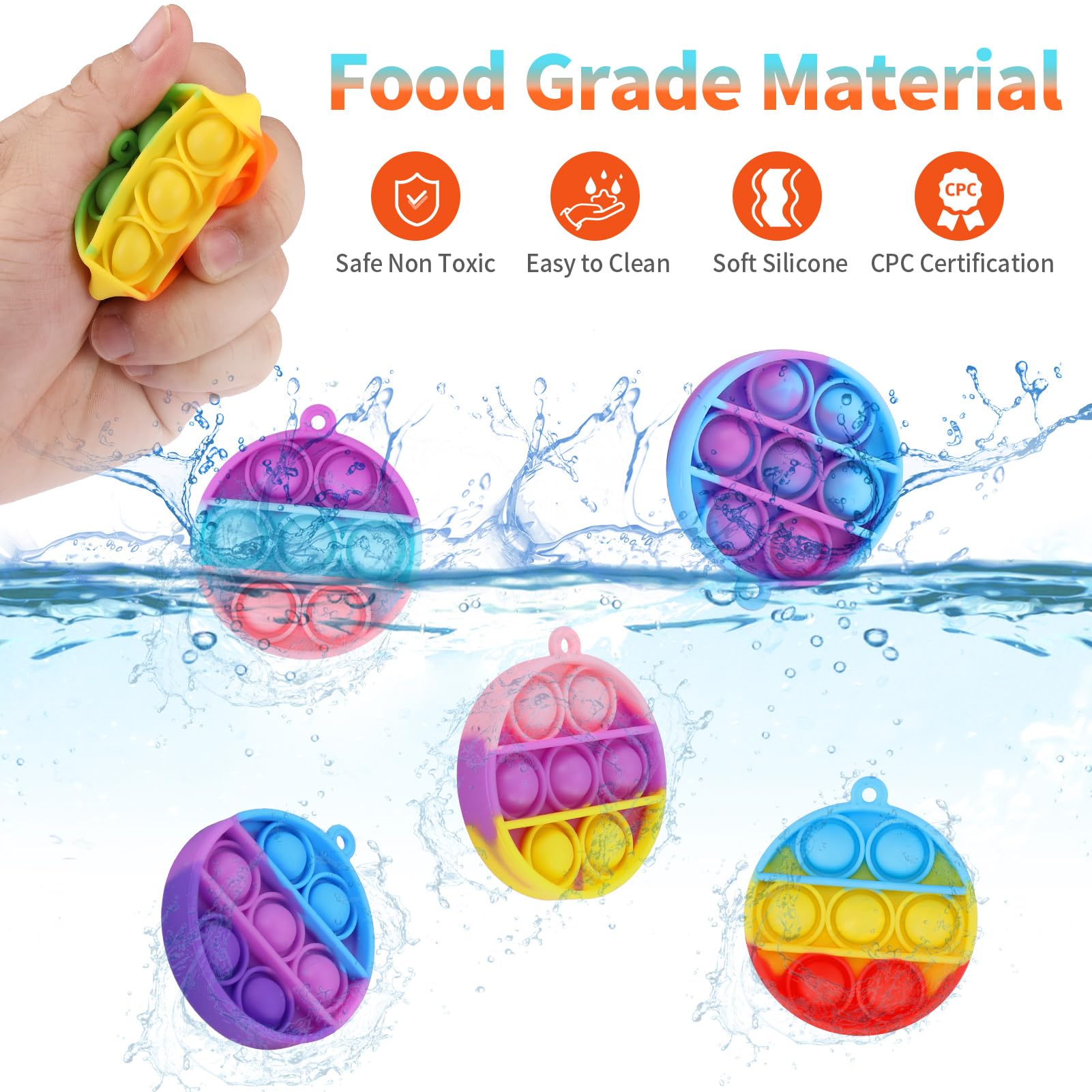 PICcircuit Kids Party Favors Fidget Toys Bulk 30 Pack — Mini Pop Keychains
