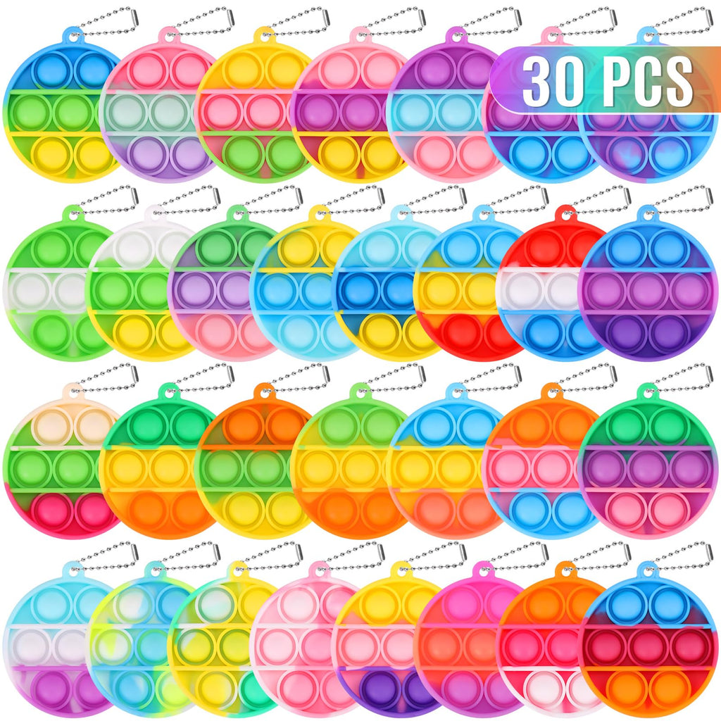 PICcircuit Kids Party Favors Fidget Toys Bulk 30 Pack — Mini Pop Keychains