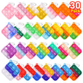 PICcircuit 30-Pack Mini Pop Fidget Keychains — Kids Party Favors & Classroom Prizes