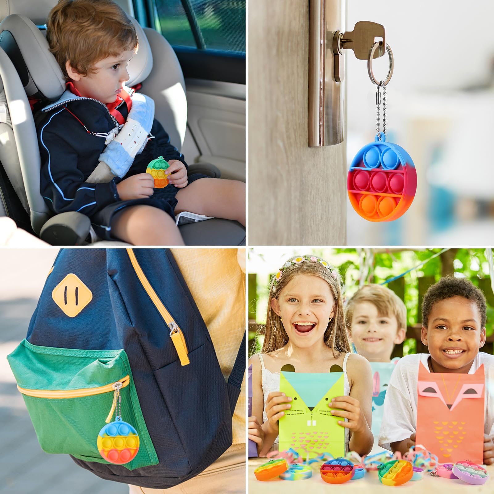 PICcircuit Kids Party Favors Fidget Toys Bulk 30 Pack — Mini Pop Keychains