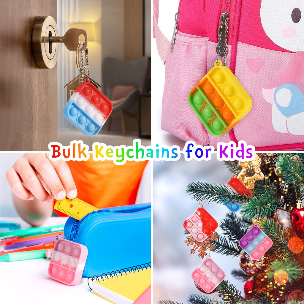 PICcircuit 30-Pack Mini Pop Fidget Keychains — Kids Party Favors & Classroom Prizes