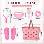 Pickmesh 8-Set Spa Party Supplies Kit for Sleepovers — Pink Baskets, Heart Mirrors, Cat Ear Headbands