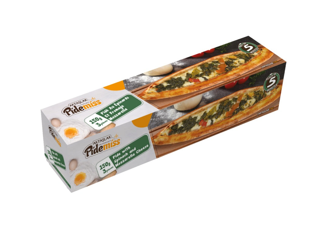 Pidemiss Frozen Spinach and Mozzarella Cheese Pide (3 pieces) 450g