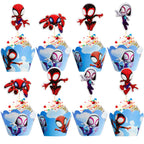 Piegricdiat 12pc Spidey & His Amazing Friends Cupcake Toppers with Wrappers