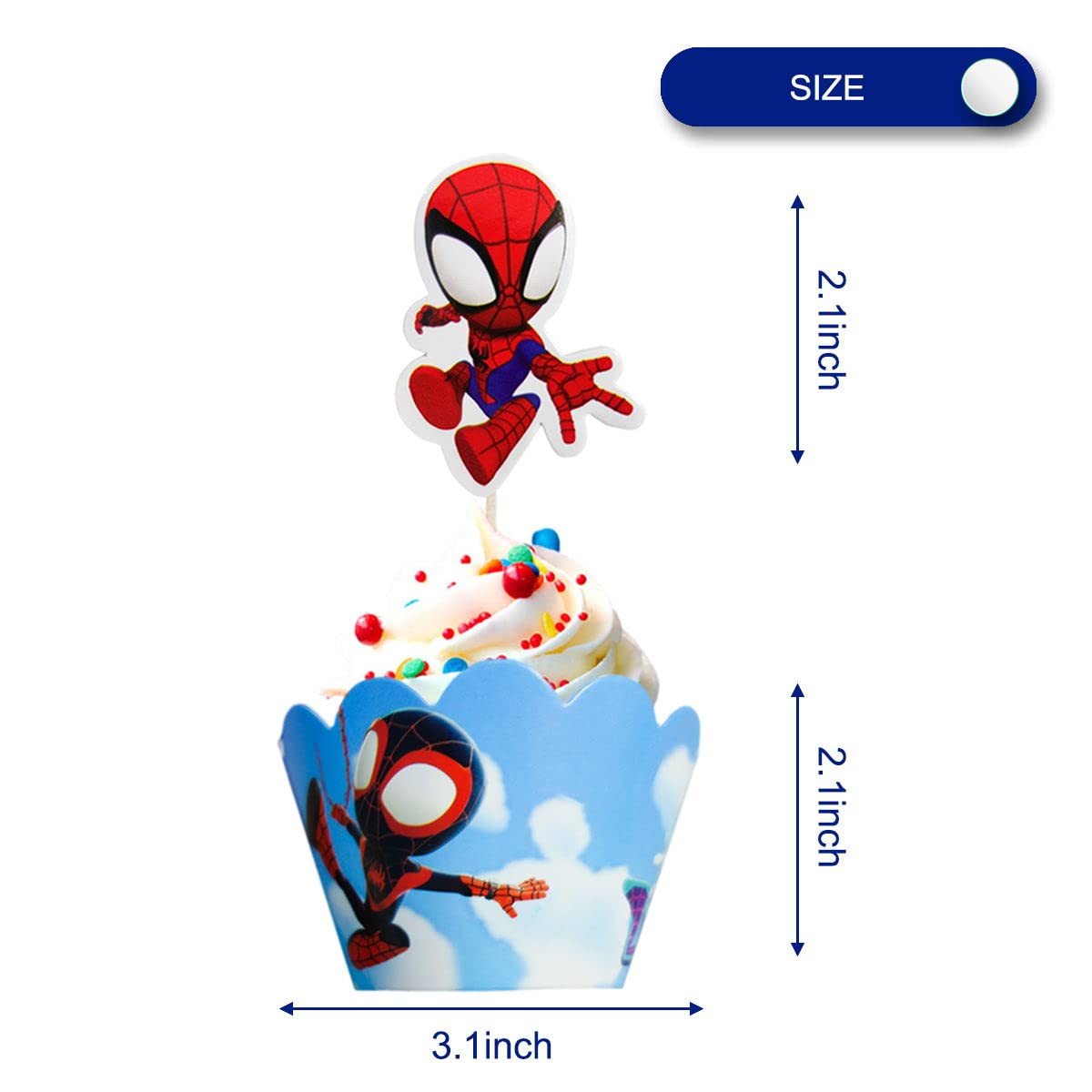 Piegricdiat 12pc Spidey & His Amazing Friends Cupcake Toppers with Wrappers