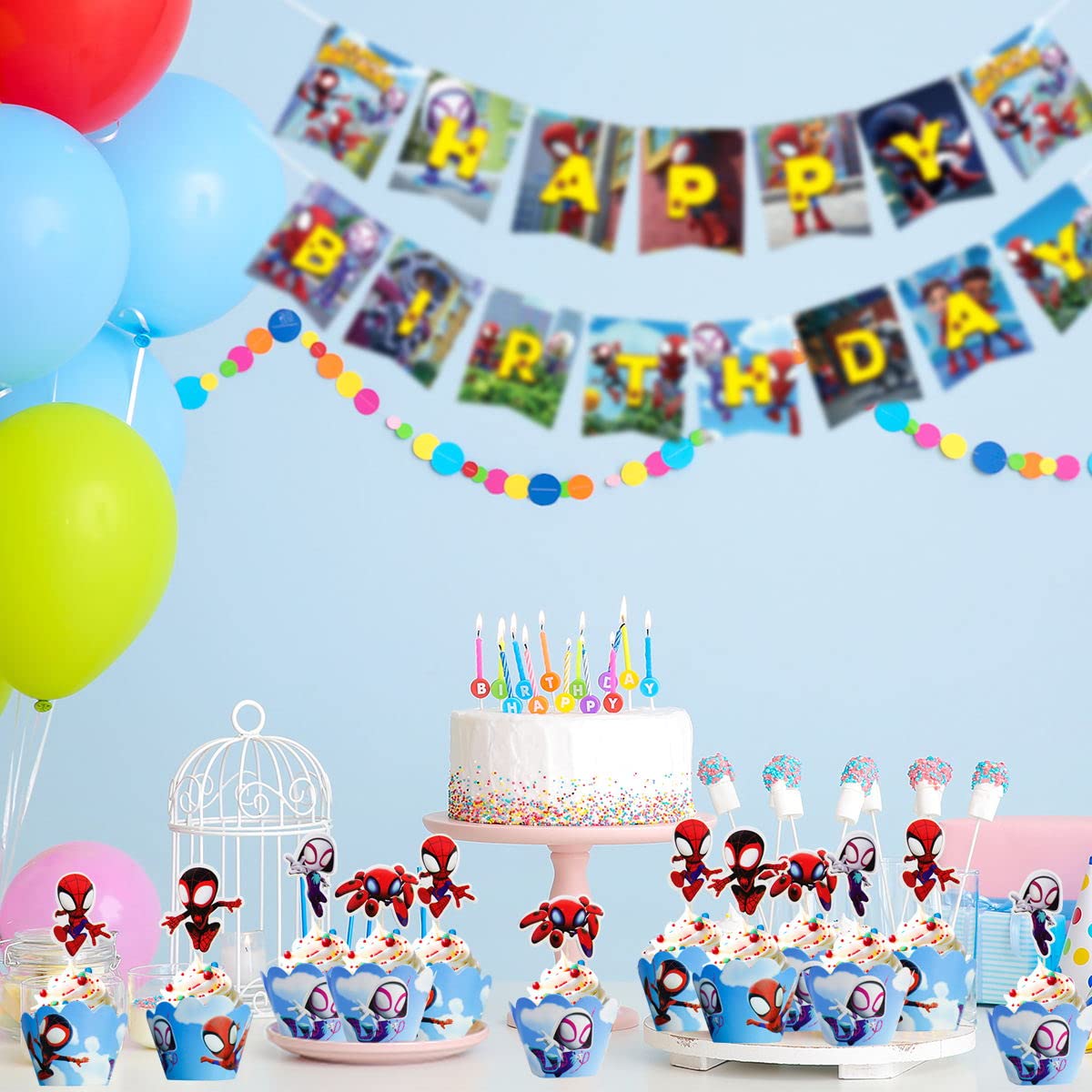 Piegricdiat 12pc Spidey & His Amazing Friends Cupcake Toppers with Wrappers