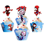 Piegricdiat 12pc Spidey & His Amazing Friends Cupcake Toppers with Wrappers