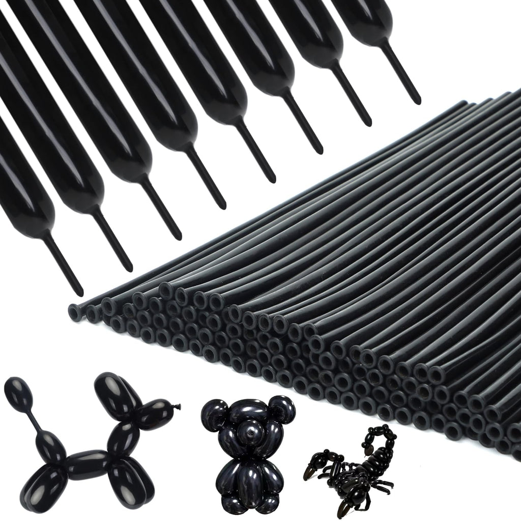 PIGETALE 260 Balloons – 100 Black Twisting Balloons for Animal Shapes & Party Decor