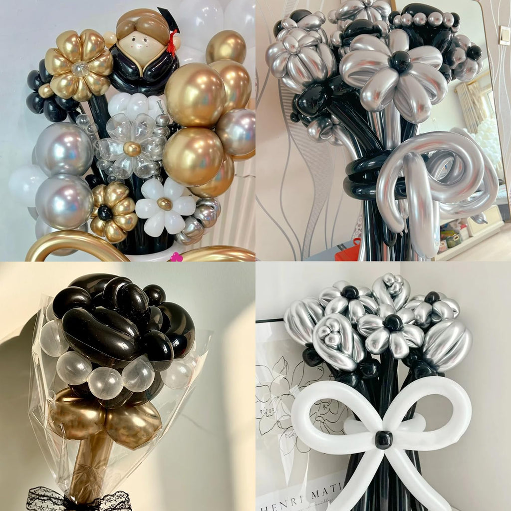 PIGETALE 260 Balloons – 100 Black Twisting Balloons for Animal Shapes & Party Decor