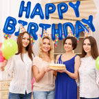 PIGETALE 16-Inch Royal Blue Happy Birthday Balloon Banner – 13 Letter Balloons & Aluminum Foil Decorations