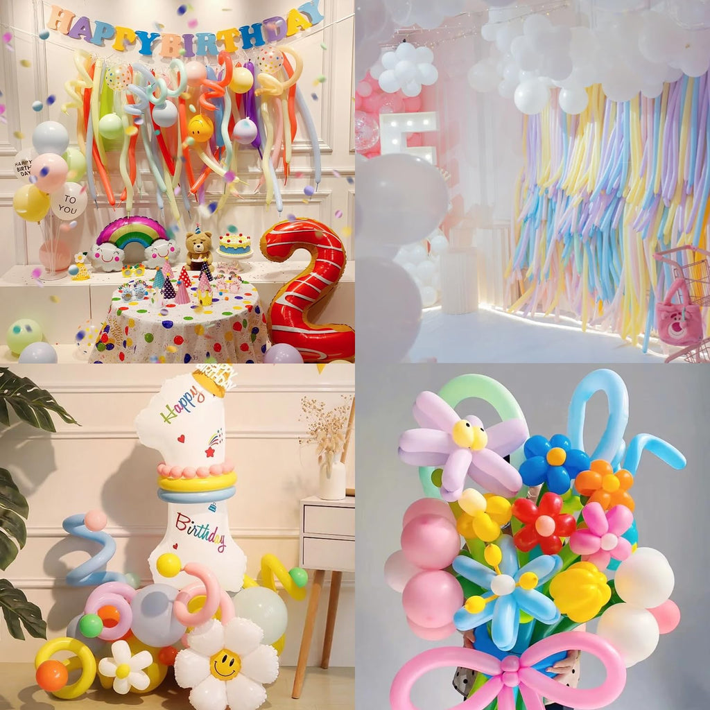 PIGETALE 100Pcs 260 Balloons – Pastel Long Balloons for Balloon Garlands, Animal Modeling & Party Decor