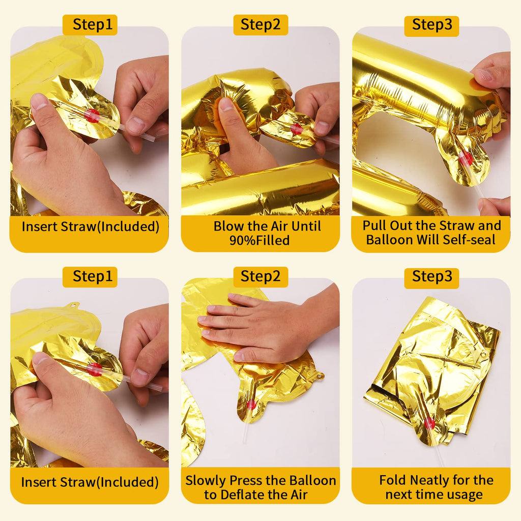 PIGETALE Gold Happy Birthday Banner – 16 Inch Mylar Letter Balloons, Reusable Party Decor