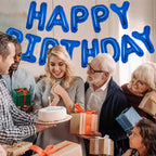 PIGETALE 16-Inch Royal Blue Happy Birthday Balloon Banner – 13 Letter Balloons & Aluminum Foil Decorations