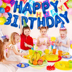 PIGETALE 16-Inch Royal Blue Happy Birthday Balloon Banner – 13 Letter Balloons & Aluminum Foil Decorations
