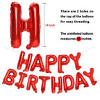 PIGETALE Red Happy Birthday Banner – 16 Inch 3D Foil Letter Balloons, Reusable Party Decor