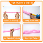 PIGETALE 100pcs 260q Long Skinny Balloons Rainbow – Thick Latex Twisting Balloons for DIY Party Decor