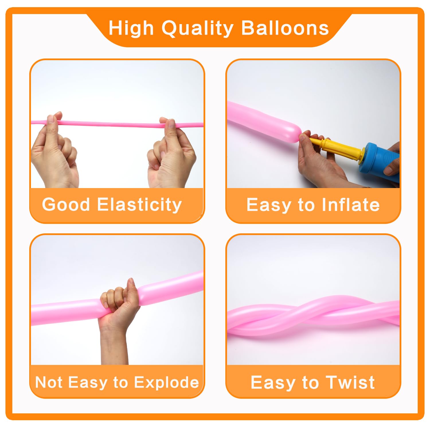 PIGETALE 100pcs 260q Long Skinny Balloons Rainbow – Thick Latex Twisting Balloons for DIY Party Decor