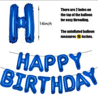 PIGETALE 16-Inch Royal Blue Happy Birthday Balloon Banner – 13 Letter Balloons & Aluminum Foil Decorations