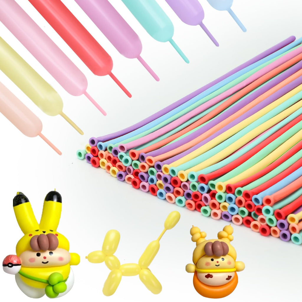 PIGETALE 100Pcs 260 Balloons – Pastel Long Balloons for Balloon Garlands, Animal Modeling & Party Decor