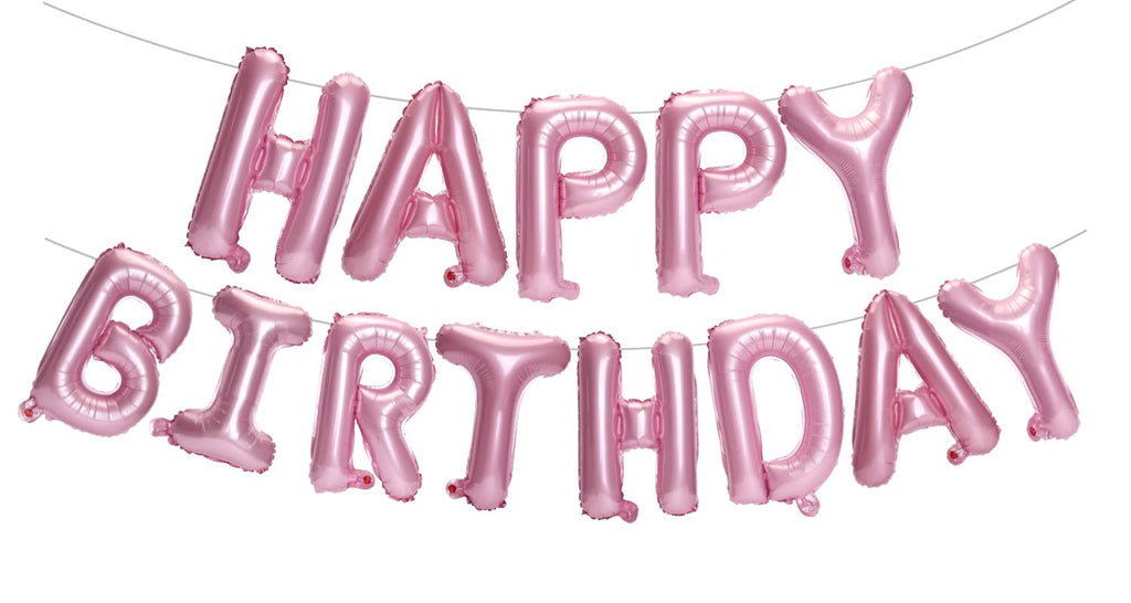 PIGETALE Pink Happy Birthday Banner - 16in 3D Foil Letter Balloons