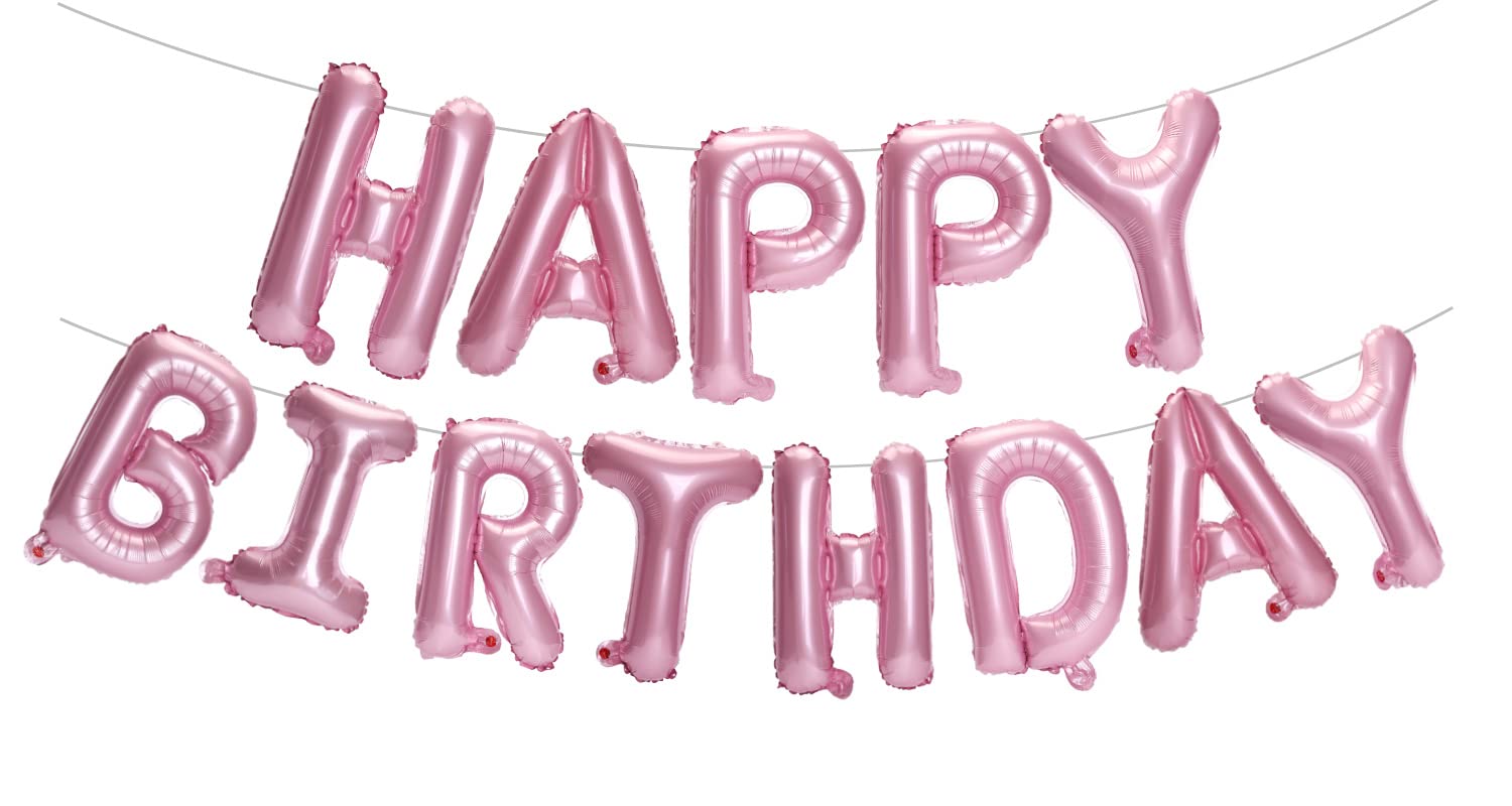 PIGETALE Pink Happy Birthday Banner - 16in 3D Foil Letter Balloons