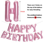 PIGETALE Pink Happy Birthday Banner - 16in 3D Foil Letter Balloons