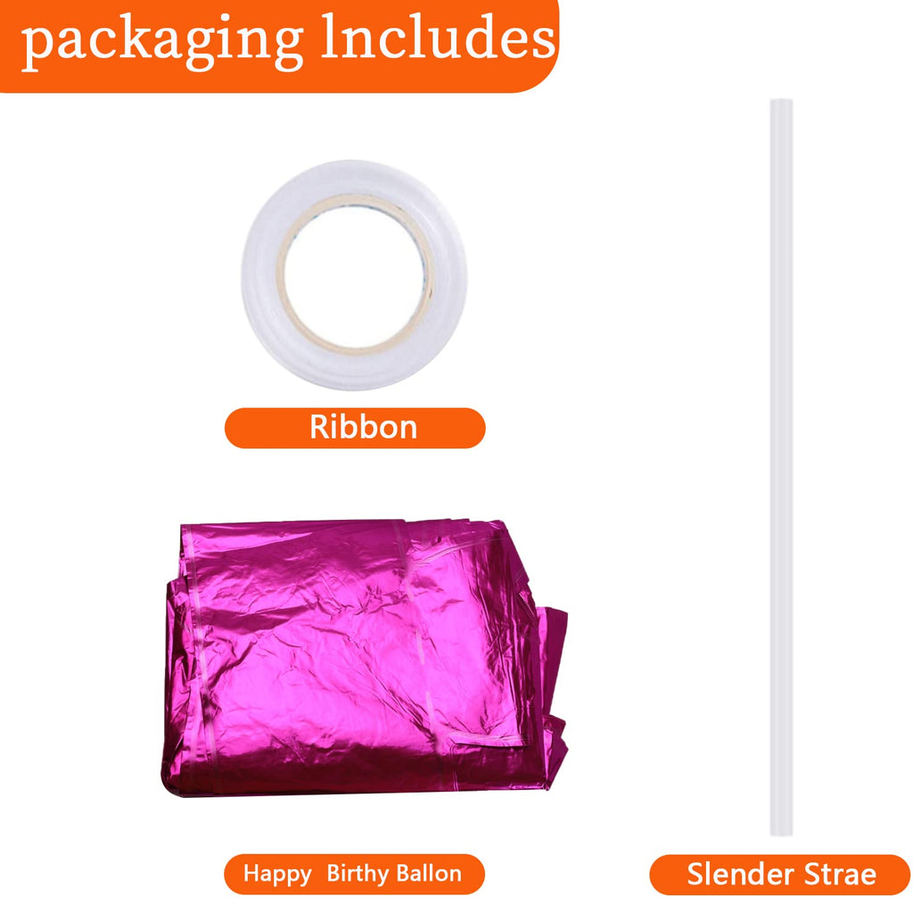 PIGETALE Happy Birthday Banner – 16-Inch Hot Pink Foil Letters, Reusable Party Decor
