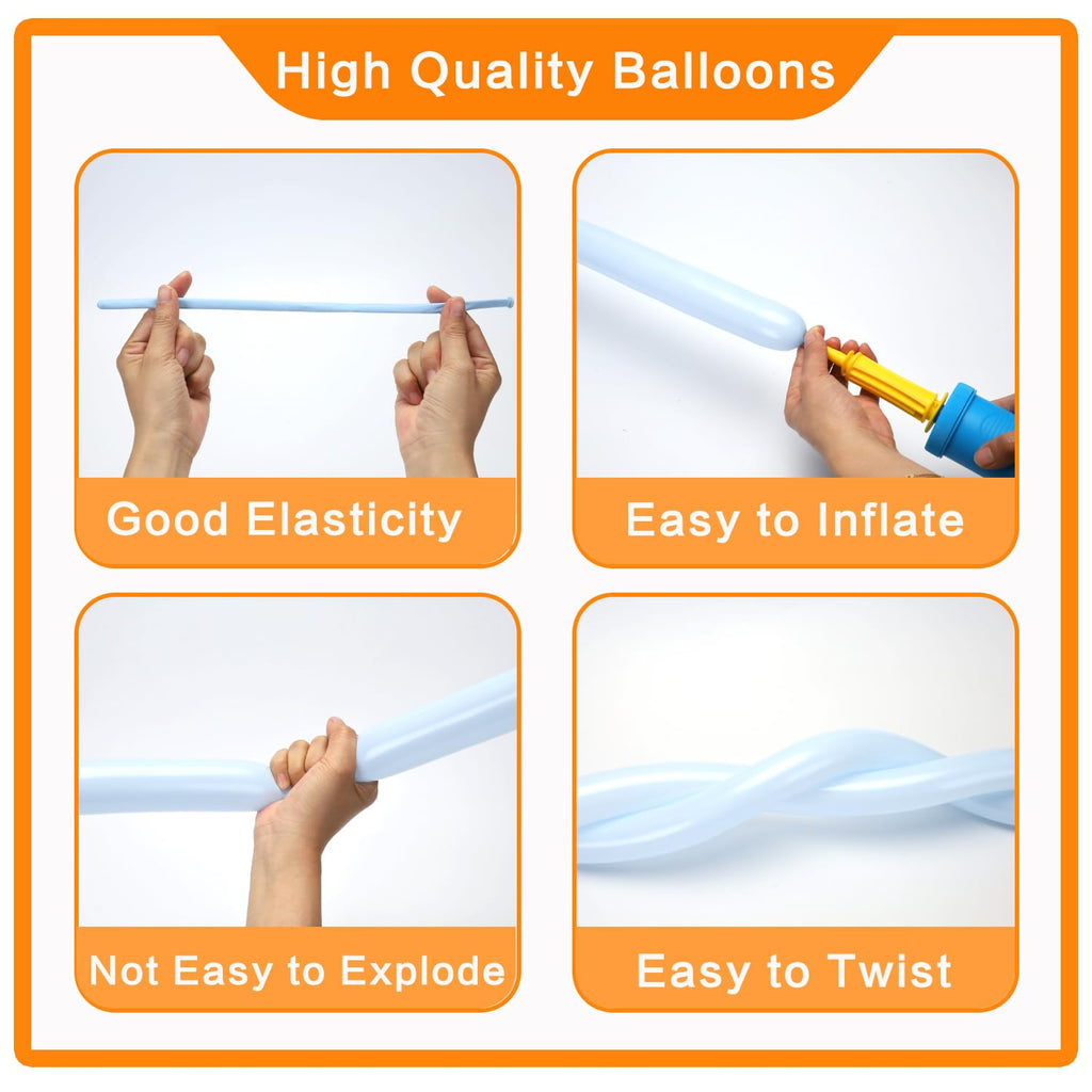 PIGETALE 100Pcs 260 Balloons – Pastel Long Balloons for Balloon Garlands, Animal Modeling & Party Decor
