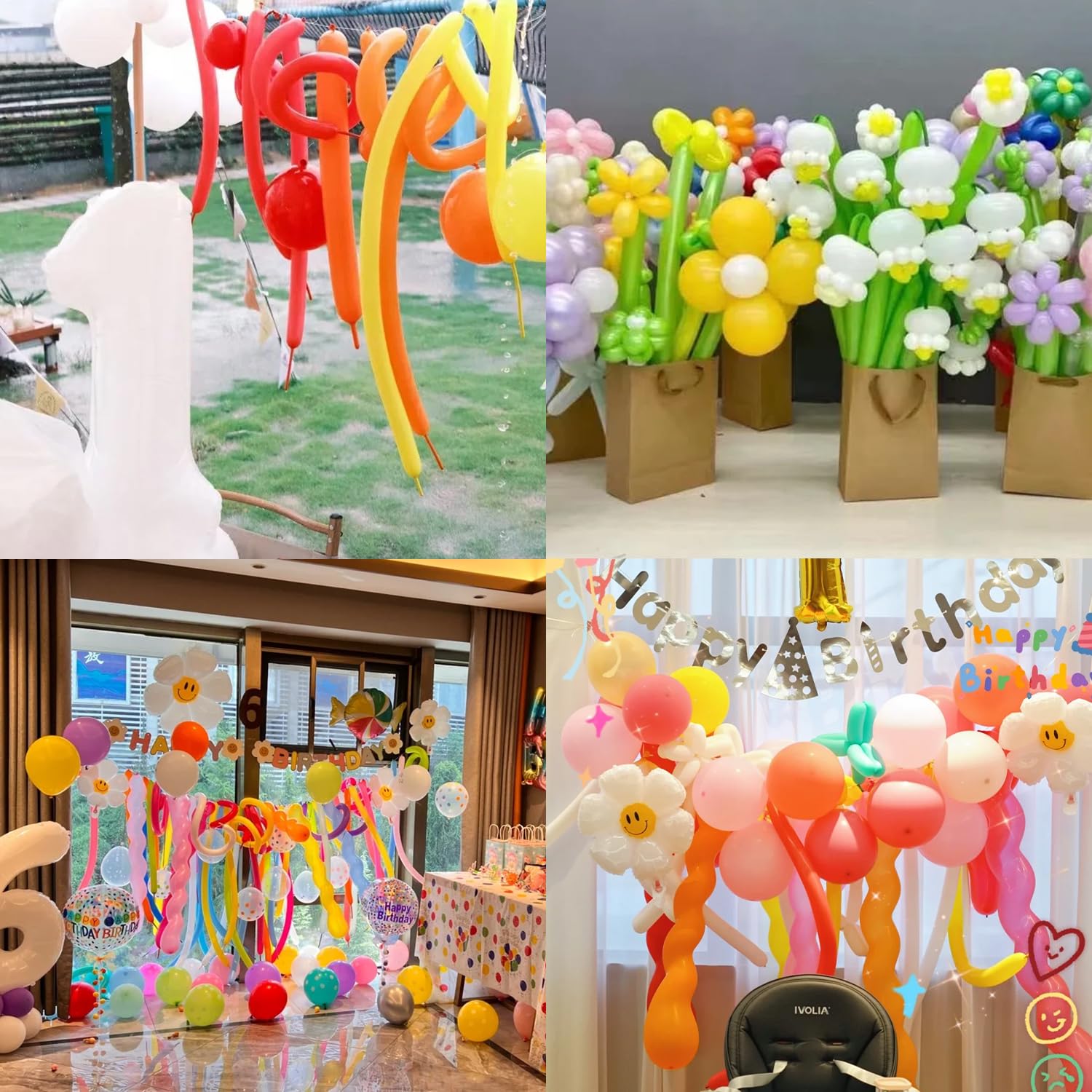 PIGETALE 100pcs 260q Long Skinny Balloons Rainbow – Thick Latex Twisting Balloons for DIY Party Decor