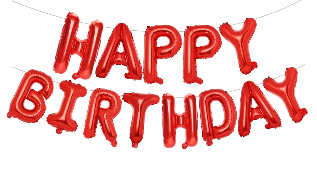 PIGETALE Red Happy Birthday Banner – 16 Inch 3D Foil Letter Balloons, Reusable Party Decor