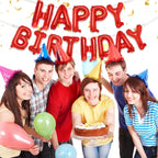 PIGETALE Red Happy Birthday Banner – 16 Inch 3D Foil Letter Balloons, Reusable Party Decor