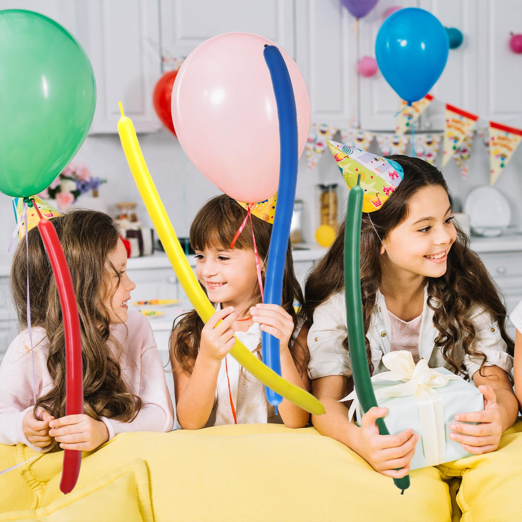 PIGETALE 100pcs 260q Long Skinny Balloons Rainbow – Thick Latex Twisting Balloons for DIY Party Decor