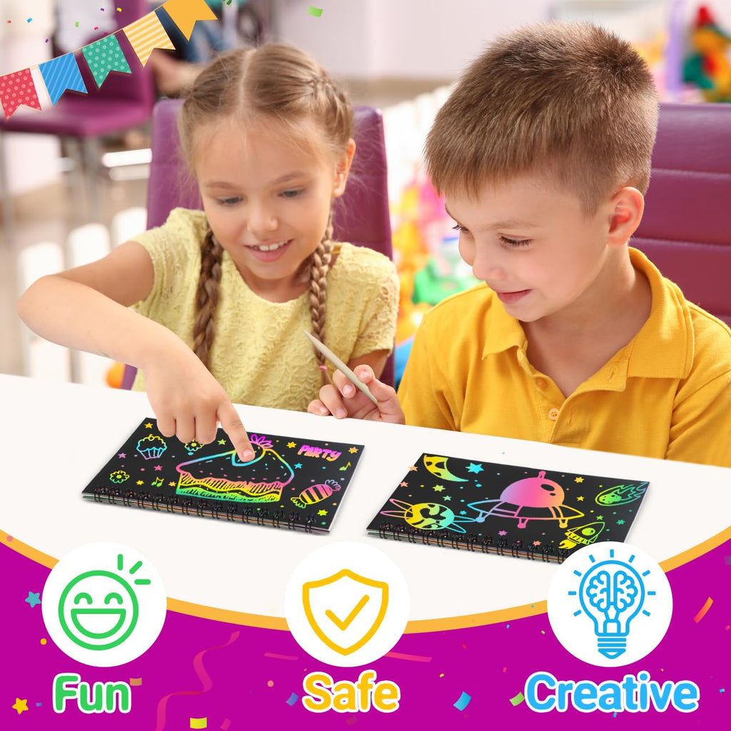 Pigipigi Kids Scratch Rainbow Art Kit – 48 Pack Party Favors & Classroom Prizes