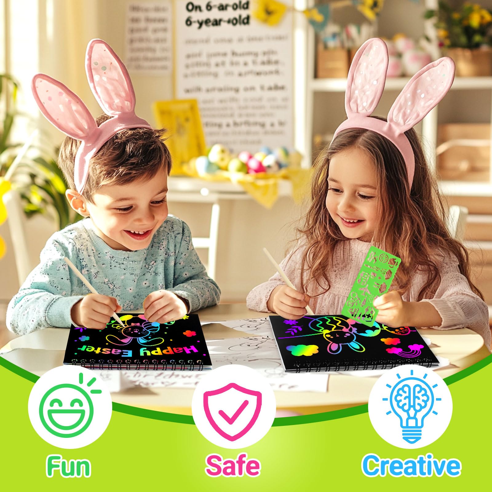 Pigipigi Kids Party Favors – 24-Pack Rainbow Scratch Art Notebooks & Craft Kit