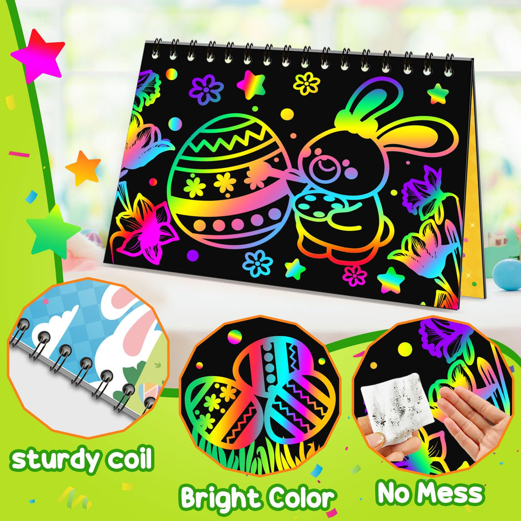 Pigipigi Kids Party Favors – 24-Pack Rainbow Scratch Art Notebooks & Craft Kit