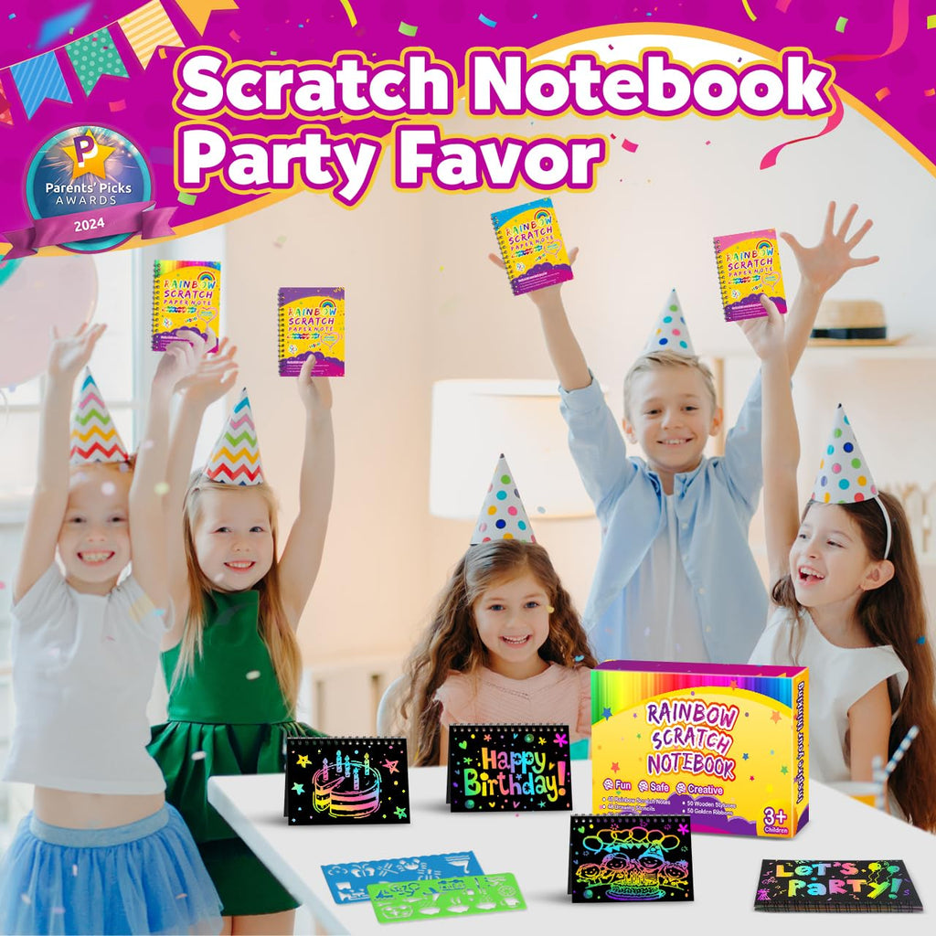 Pigipigi Kids Scratch Rainbow Art Kit – 48 Pack Party Favors & Classroom Prizes