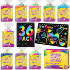 Pigipigi Kids Party Favors: 36-Pack Scratch Rainbow Notebooks & 38-Piece Craft Kit