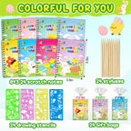 Pigipigi Kids Party Favors – 24-Pack Rainbow Scratch Art Notebooks & Craft Kit