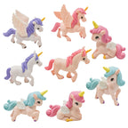 Pinenjoy 8Pcs Mini Flying Horse Unicorn Figurines — Resin Cake Toppers & Fairy Garden Decor