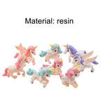 Pinenjoy 8Pcs Mini Flying Horse Unicorn Figurines — Resin Cake Toppers & Fairy Garden Decor