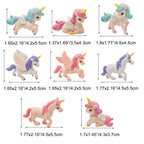 Pinenjoy 8Pcs Mini Flying Horse Unicorn Figurines — Resin Cake Toppers & Fairy Garden Decor