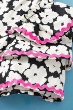 Pink Floral Layered Ruffle Sleeve Blouse Women UK