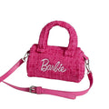 Pink Doll Crossbody Handbag – Barrel Shape, Tweed, Party-Ready Chic