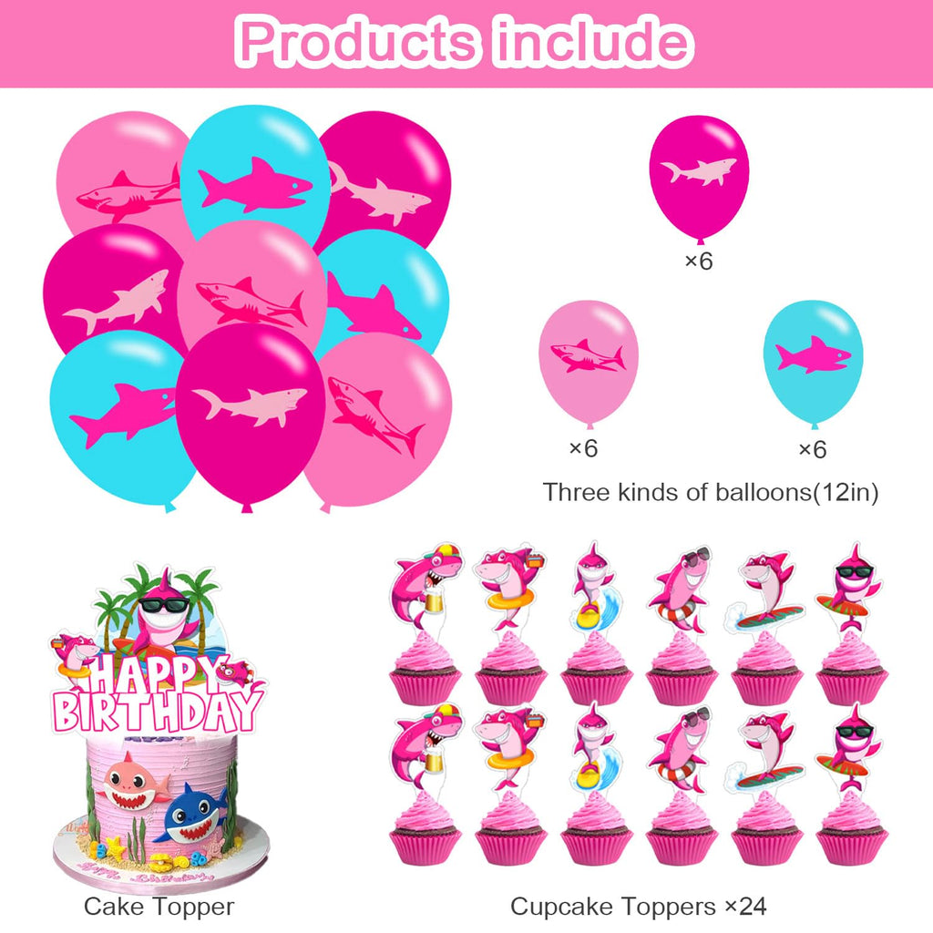 Pink Shark Birthday Decorations for Baby Girl – Balloons, Banners, Centerpieces & Cake Toppers