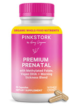 Pink Stork Premium Prenatal Vitamins – Organic Whole-Food Blend with Methylated Folate, Choline & Vegan DHA