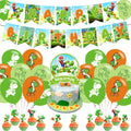PINUO Yoshi Birthday Party Supplies Pack — Banner, Cake Topper, 18 Balloons & 12 Cupcake Toppers