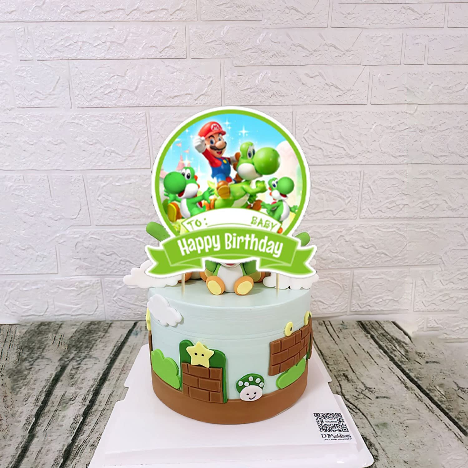 PINUO Yoshi Birthday Party Supplies Pack — Banner, Cake Topper, 18 Balloons & 12 Cupcake Toppers